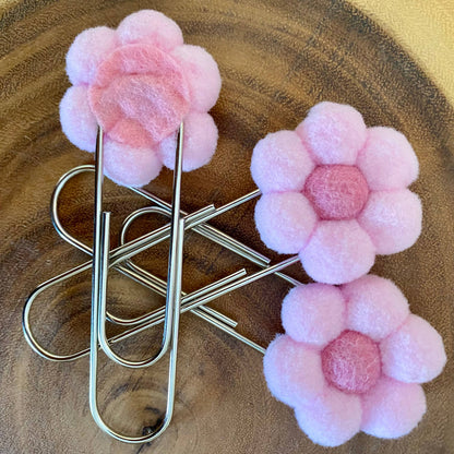 Flower Bookmark/ Oversized Paper Clip/ Pompom & Felt Flower : Sunflower