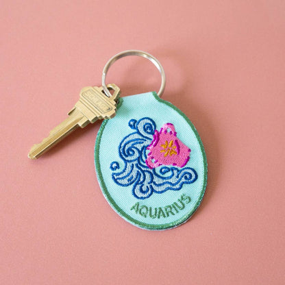 Aquarius Embroidered Keychain