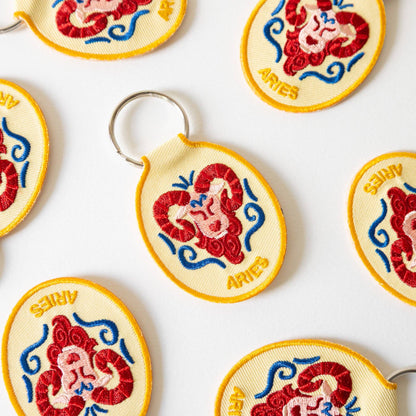 Aries Embroidered Keychain