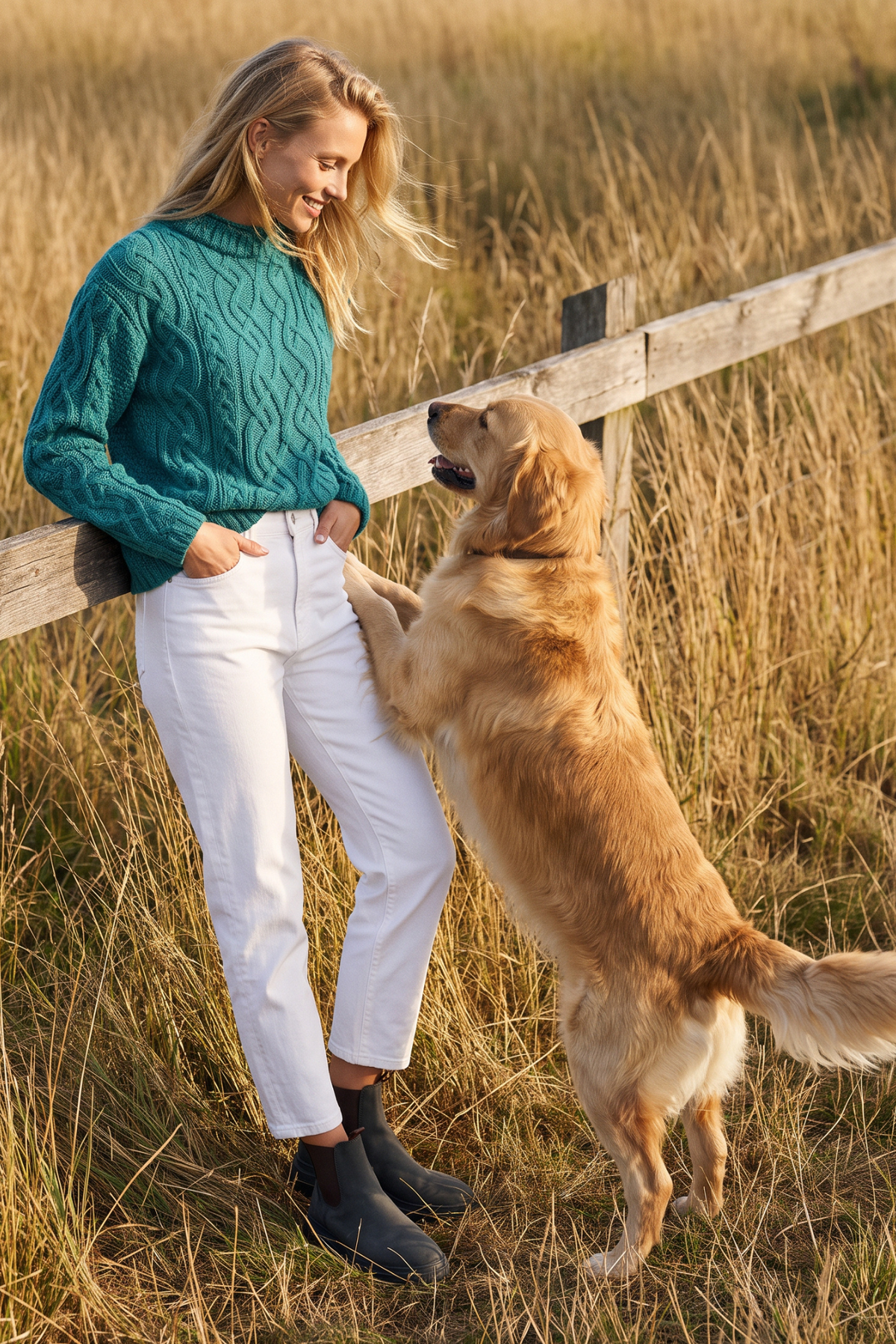 Bríd Merino St.Bridget's Weave Sweater-Teal: S