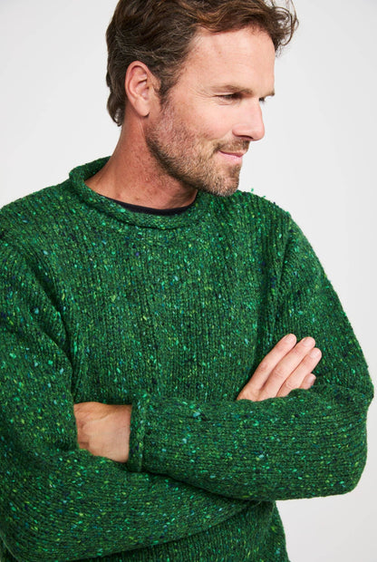 Raheen Tweed Roll Neck Mens Sweater - Bright Green: L