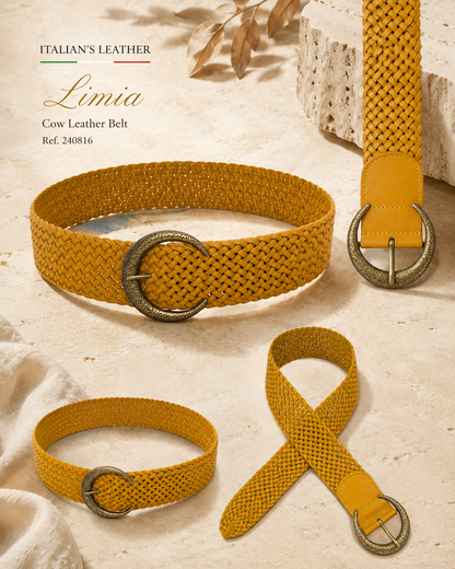 LIMIA - Leather belt: Mustard / + 100 cm