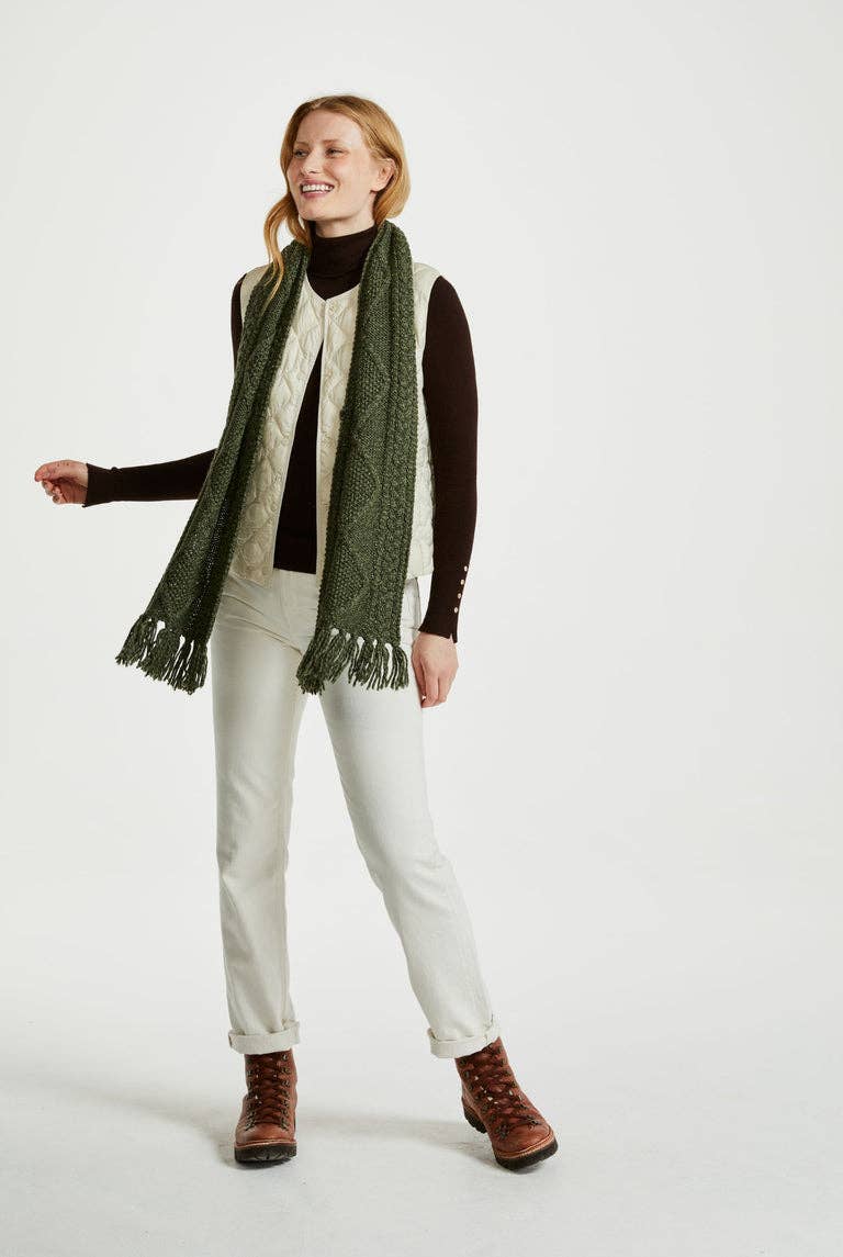 Kinard Aran Scarf -Green: ONE SIZE