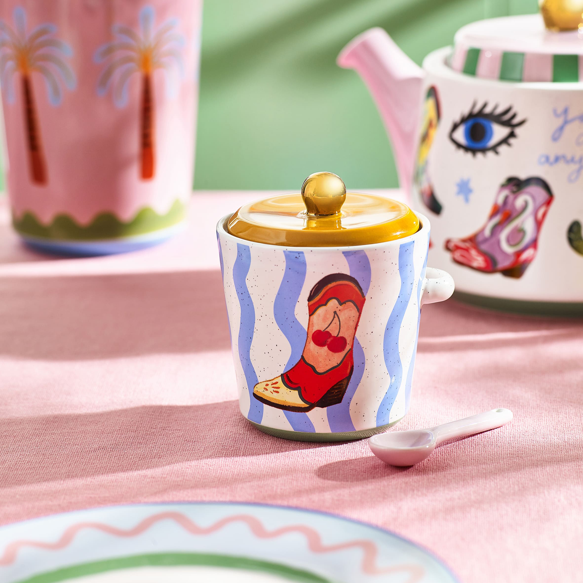 Electric Coast Sun Sugar Pot and Spoon Set