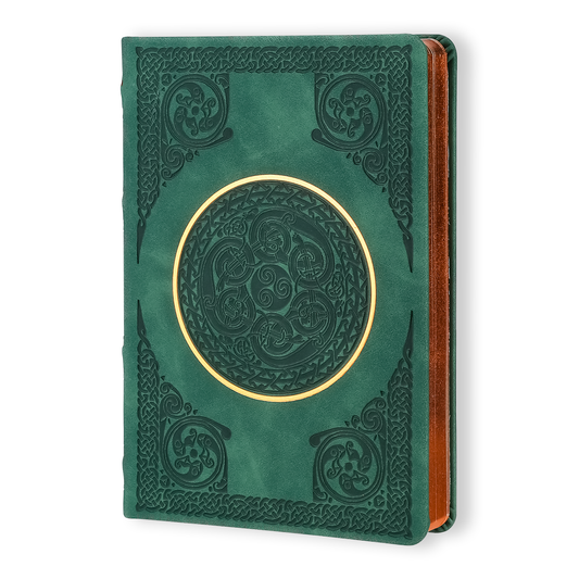 Vintage Classic Style Journal Vegan Leather - Celtic Green