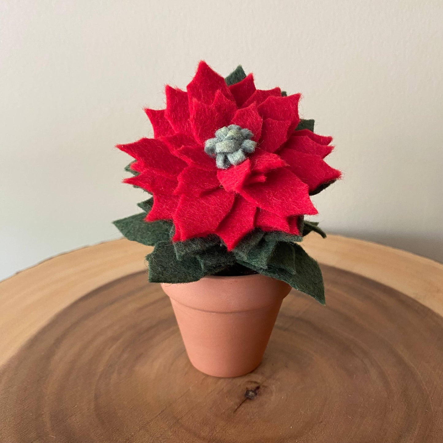 Holiday Mini Felt Poinsettia in Terracotta Pot