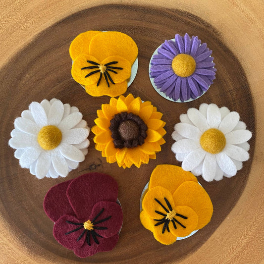 Felt Flower Magnet: Gold Pansy