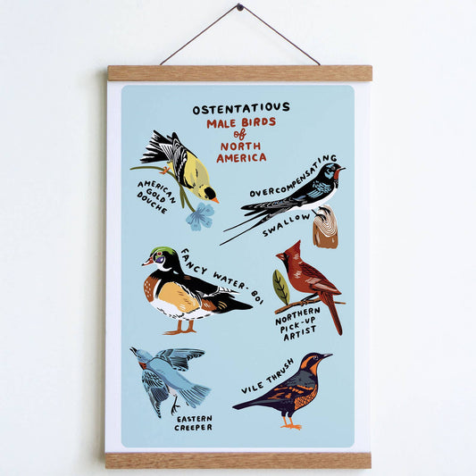 Male Birds Print: Green / Large - 12" x 18"