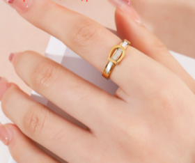 Buckle UP- Stainless Steel Saddle Up Belt Ring- 14K Gold: 8