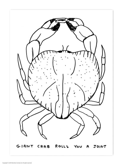 Funny A6 Art Postcard By David Shrigley - Giant Crab