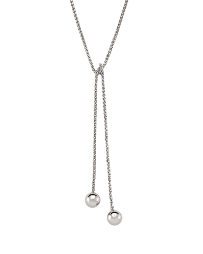 Audrey Lariat Rope Tassel Ball Chain Wrap Steel Necklace: Yellow Gold