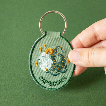 Capricorn Embroidered Keychain