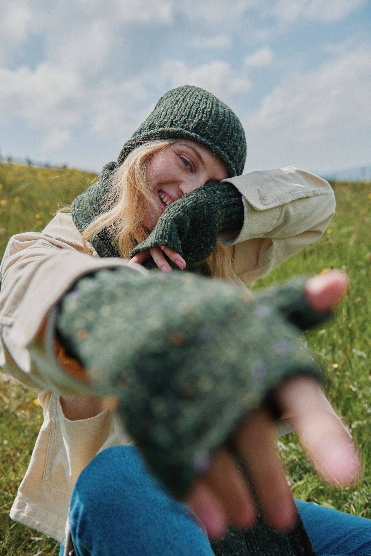 Hazelwood Roll Hem Beanie - Green: One Size