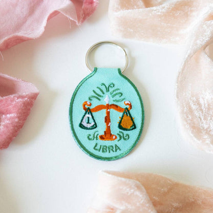 Libra Embroidered Keychain