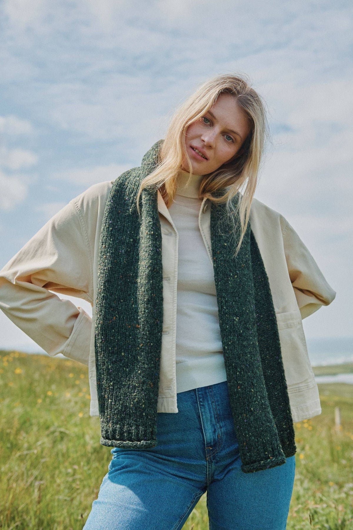 Sliabh Bawn Nepped Scarf - Green: One Size