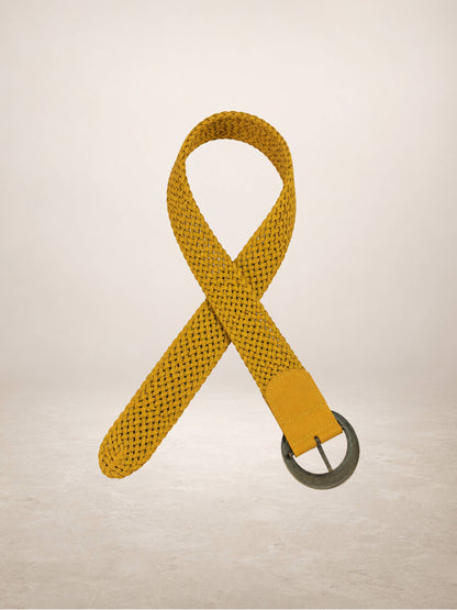 LIMIA - Leather belt: Mustard / + 100 cm