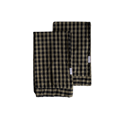 Ruffle Olive Green Gingham Kitchen Dish Towel