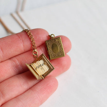 Personalised Engraved Book Locket: Blank Paper Message