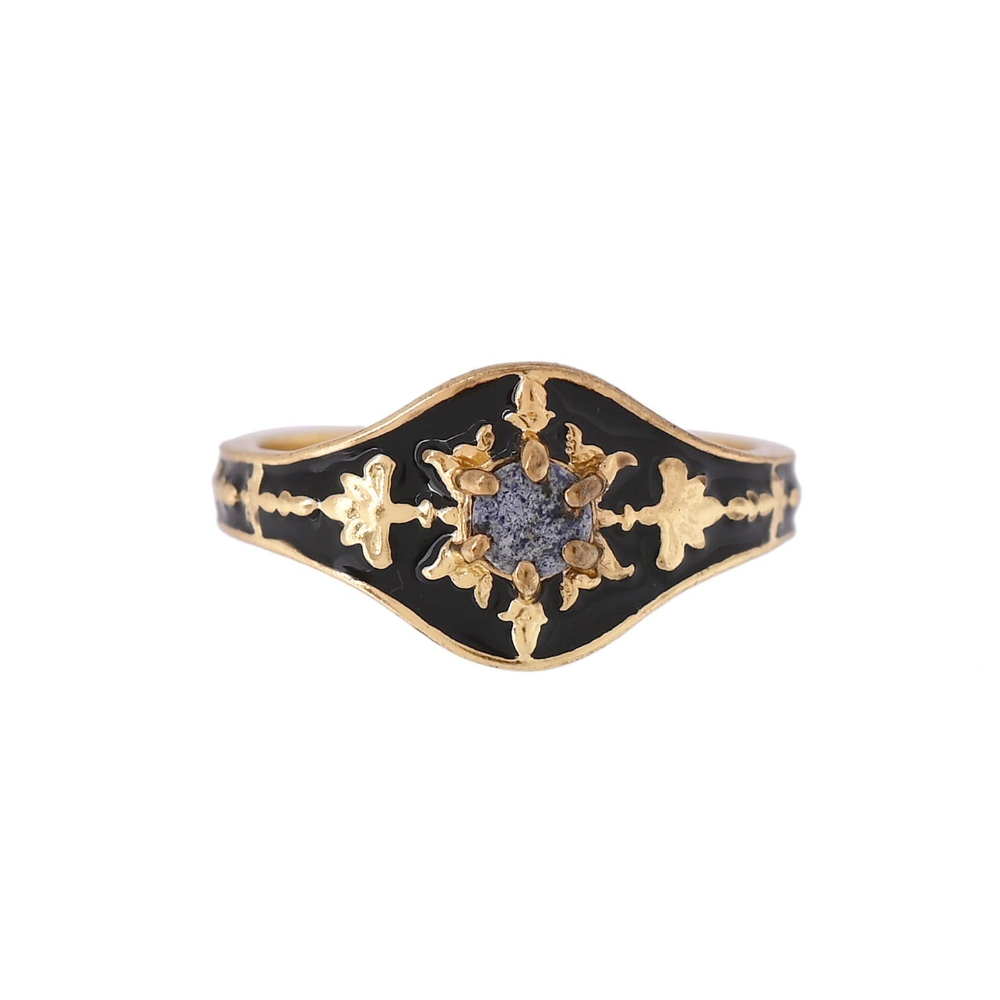 Lapiz Lazuli Gold Plated Enamel Ring