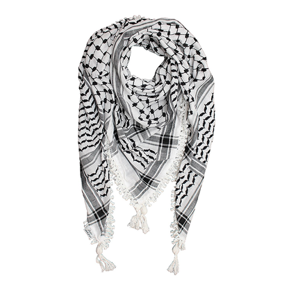 Black and White Malaki (Royal) with Tassels Kuffiyeh