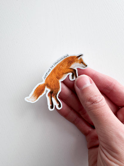 Jumping to Conclusions Fox Vinyl Sticker: With Backer Card
