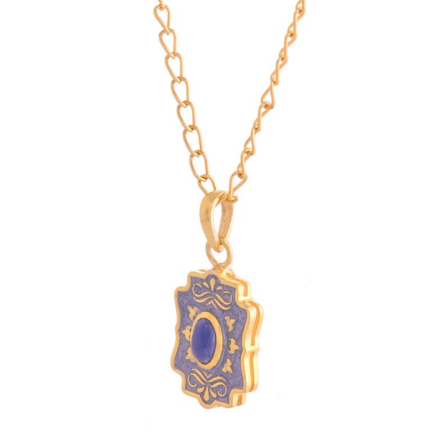 Blue Sapphire Gold Plated Enamel Necklace
