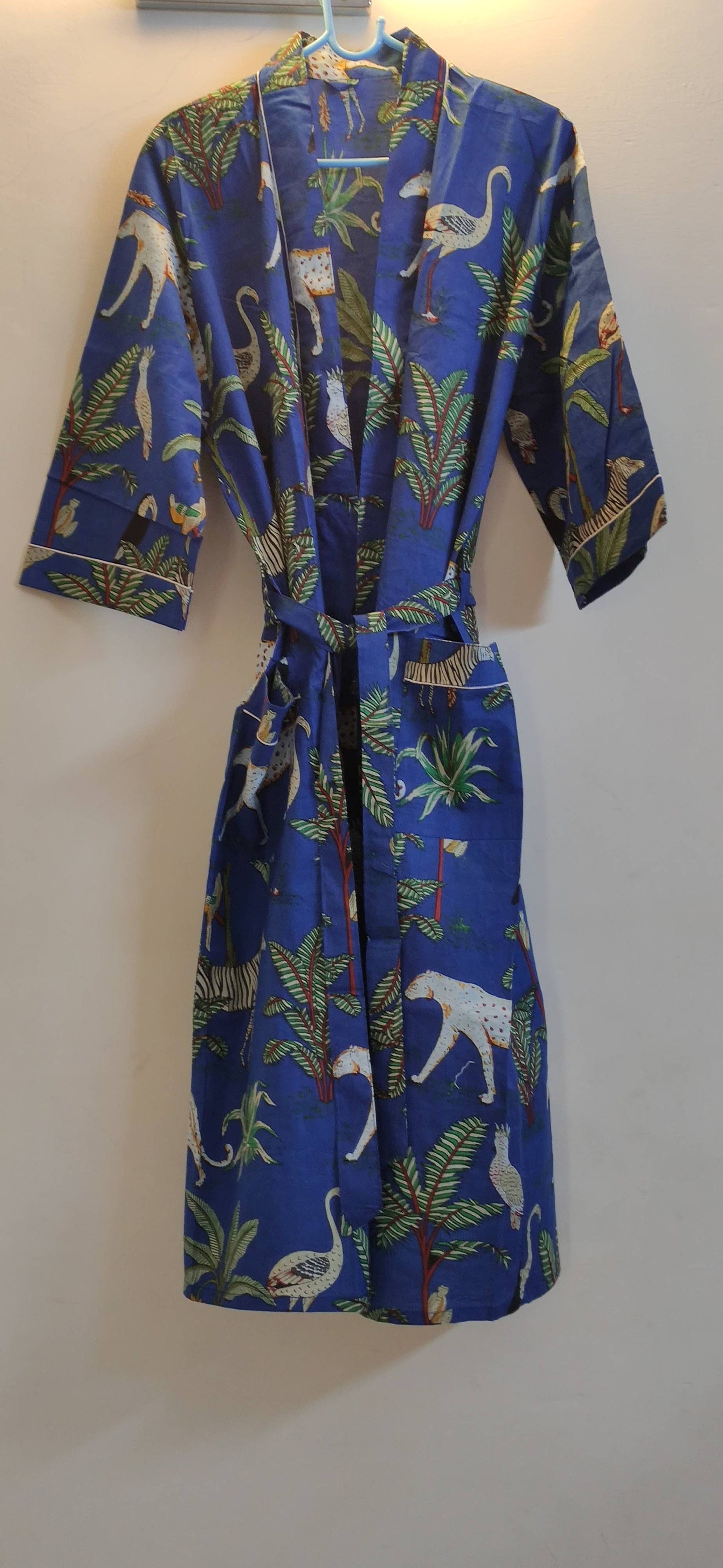 Cotton Kimono/Robe: Safari Blue