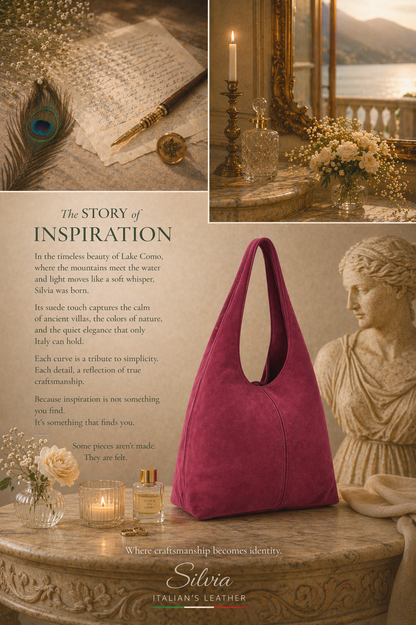 SILVIA - Suede leather bag: Leather i