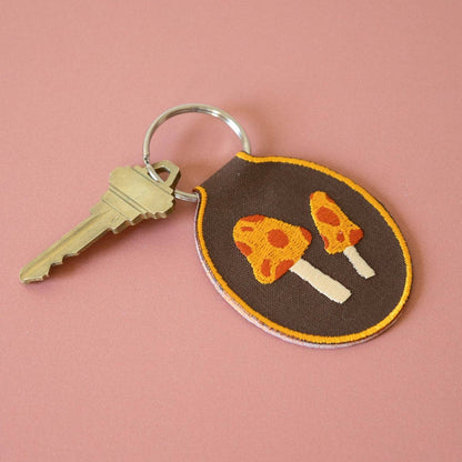 Mushroom Embroidered Keychain