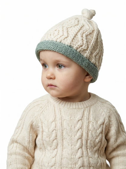 Trá Beag Baby Merino Aran Hat - Seafoam: ONE SIZE