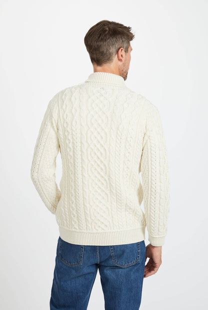 Kylemore Mens Aran Polo Neck Sweater - Cream: S