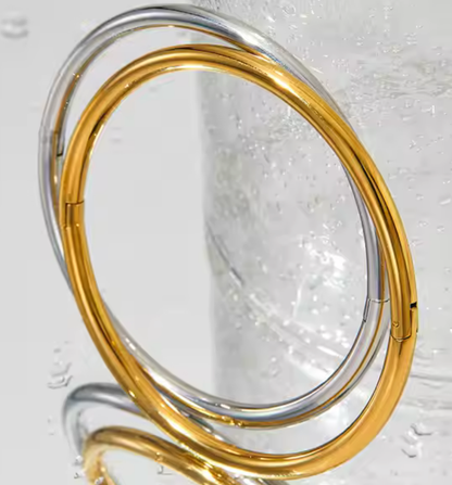 Sofia-Hinge Bangle 14K Gold Stainless Steel Waterproof: Yellow Gold