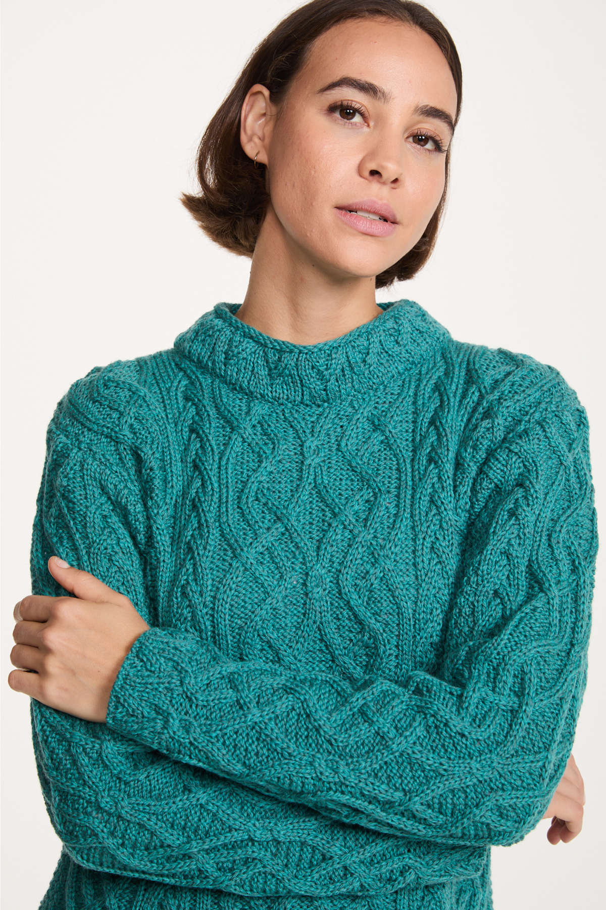 Bríd Merino St.Bridget's Weave Sweater-Teal: S