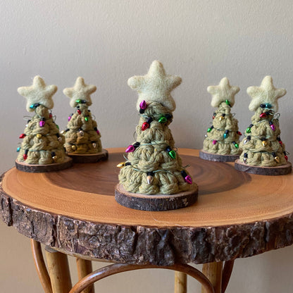 Handmade Mini Macrame Holiday Tree with Non-Working Lights