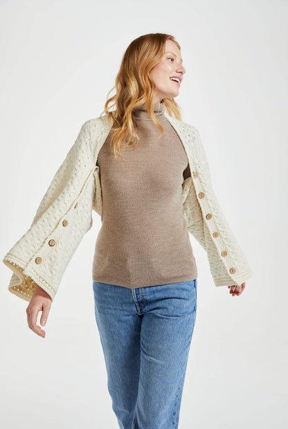 Glenbeigh Aran Cape - Cream: One Size