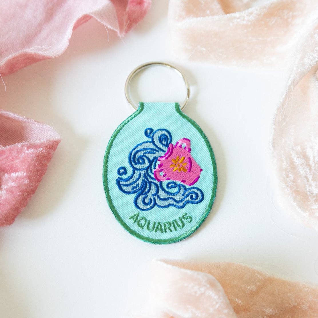 Aquarius Embroidered Keychain