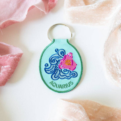 Aquarius Embroidered Keychain
