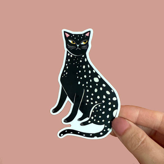 Black Leopard Cat Sticker | Cat Sticker