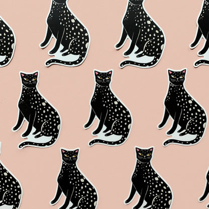 Black Leopard Cat Sticker | Cat Sticker