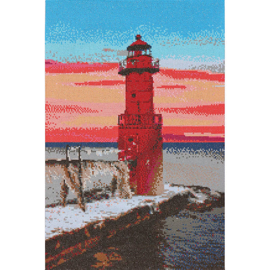 Red Lighthouse Diamond Painting Kit: 01 Multi