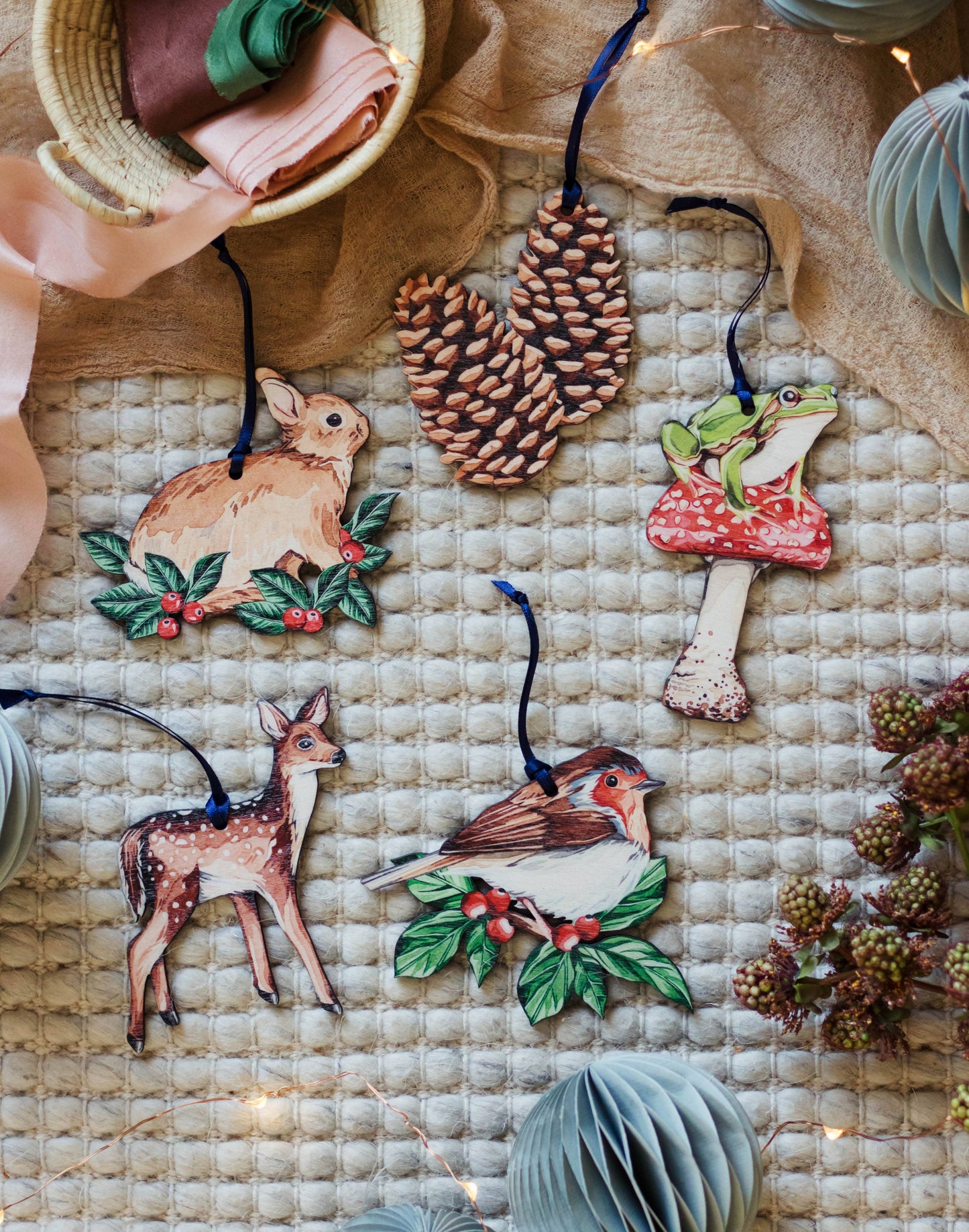 Deer Sustainable Wooden Watercolour Christmas Ornament