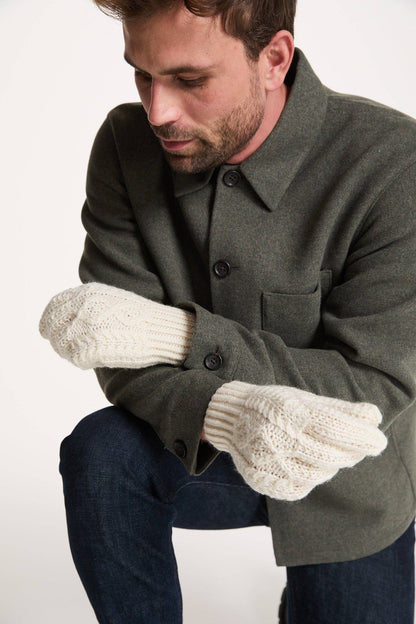 Killeany Aran Handknit Merino Gloves - Cream: M