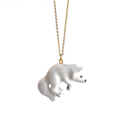 Porcelain Polar Fox Necklace