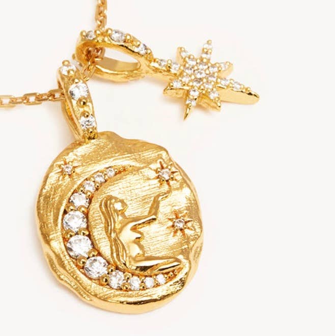 Mini Pendant- Talisman Protect 14K Gold Steel Necklace: Goddess