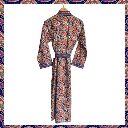 Womens Kimono Robe - Madder all over Medalian print + Border: 52/54 / M