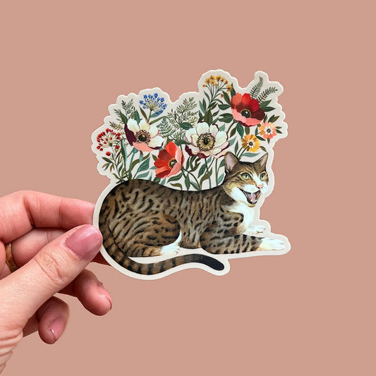 Tabby Cat Vinyl Sticker - Feral Cat Sticker - Nature Sticker