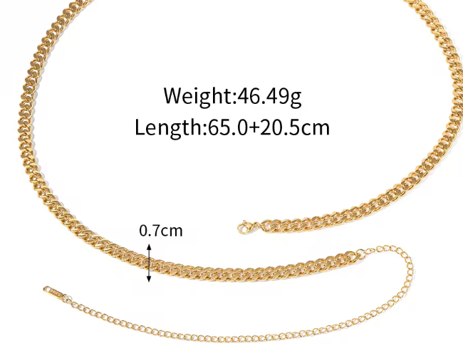 Necklace- 2 in one- Steel Cuban Waist chain: Thin