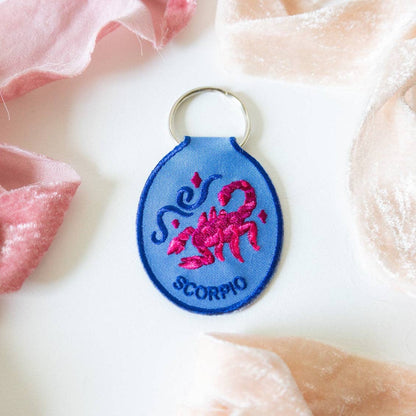 Scorpio Embroidered Keychain