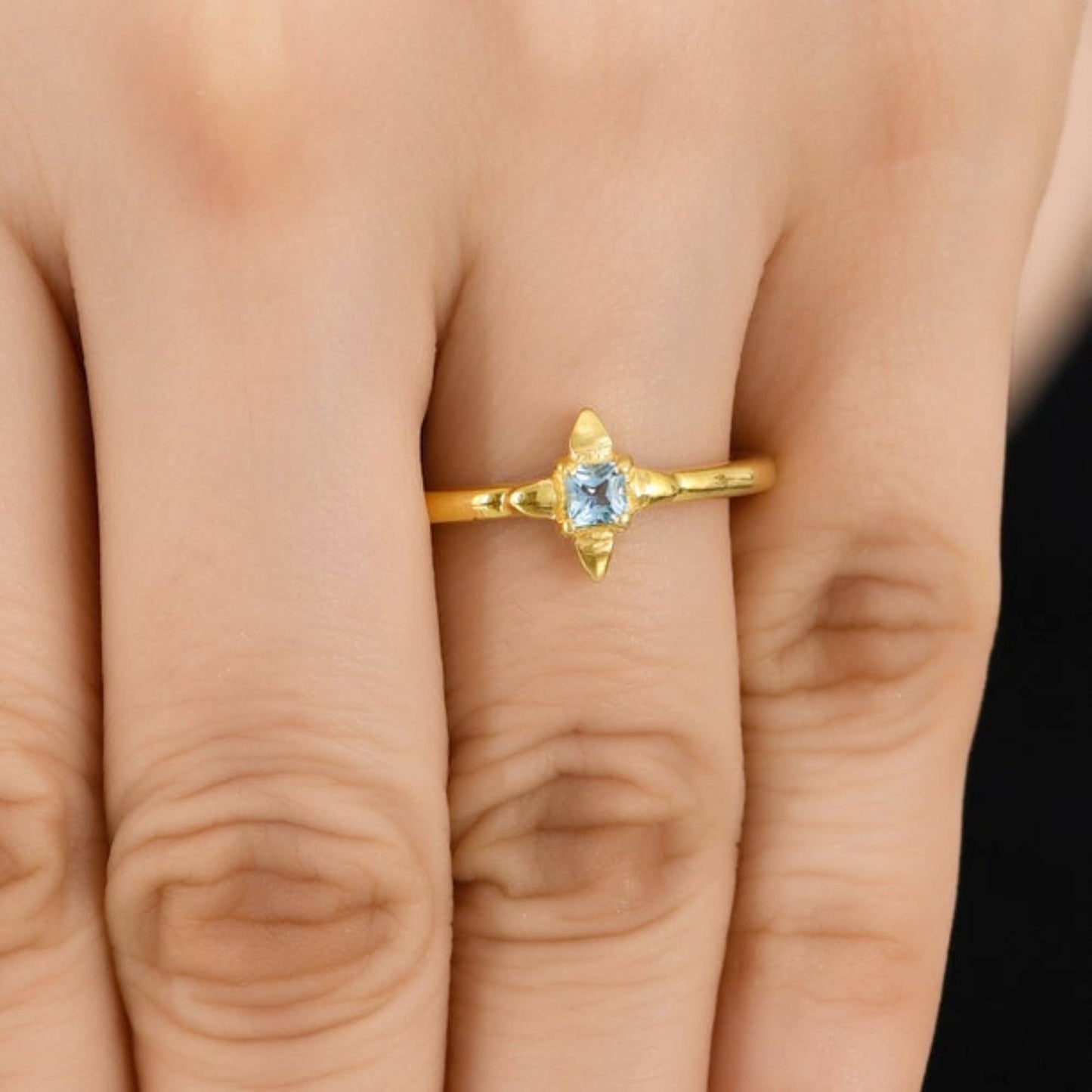 Blue Topaz Gold Plated Ring