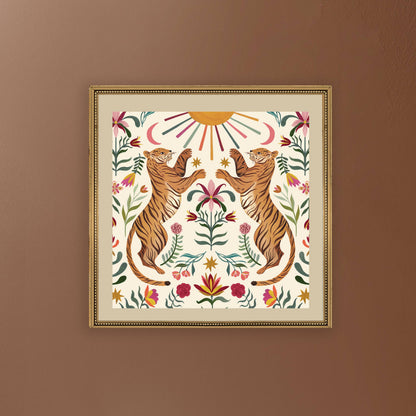 Folk Tiger Art Print  | Folk Art |  | Wall Art: 12x12